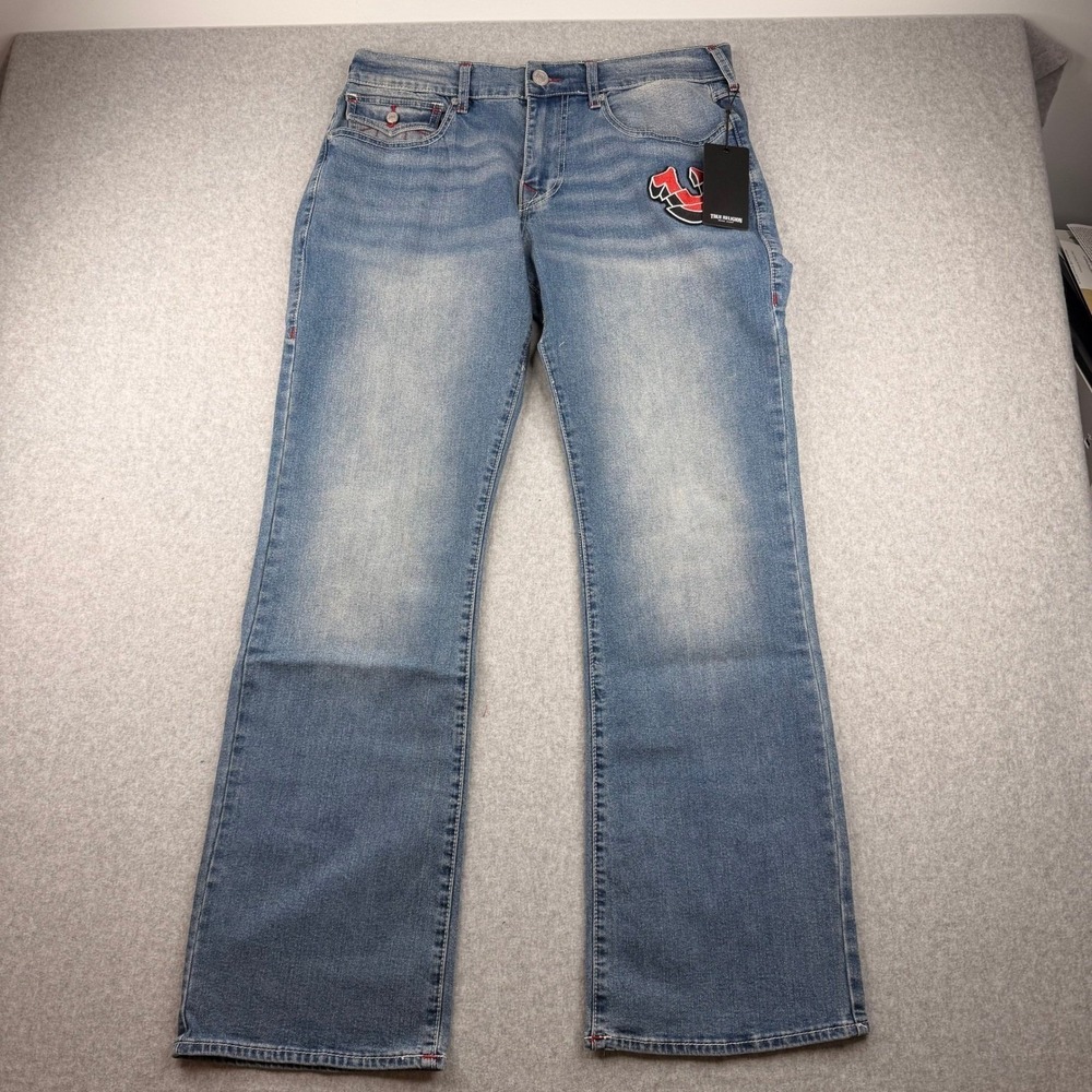 True Religion Billy SN Flap Relaxed Bootcut Jeans Light Autumn Walk Wash 34x33.5